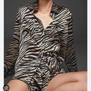 Anine Bing Vivienne Silk Pajamas - Tiger Striped - Small